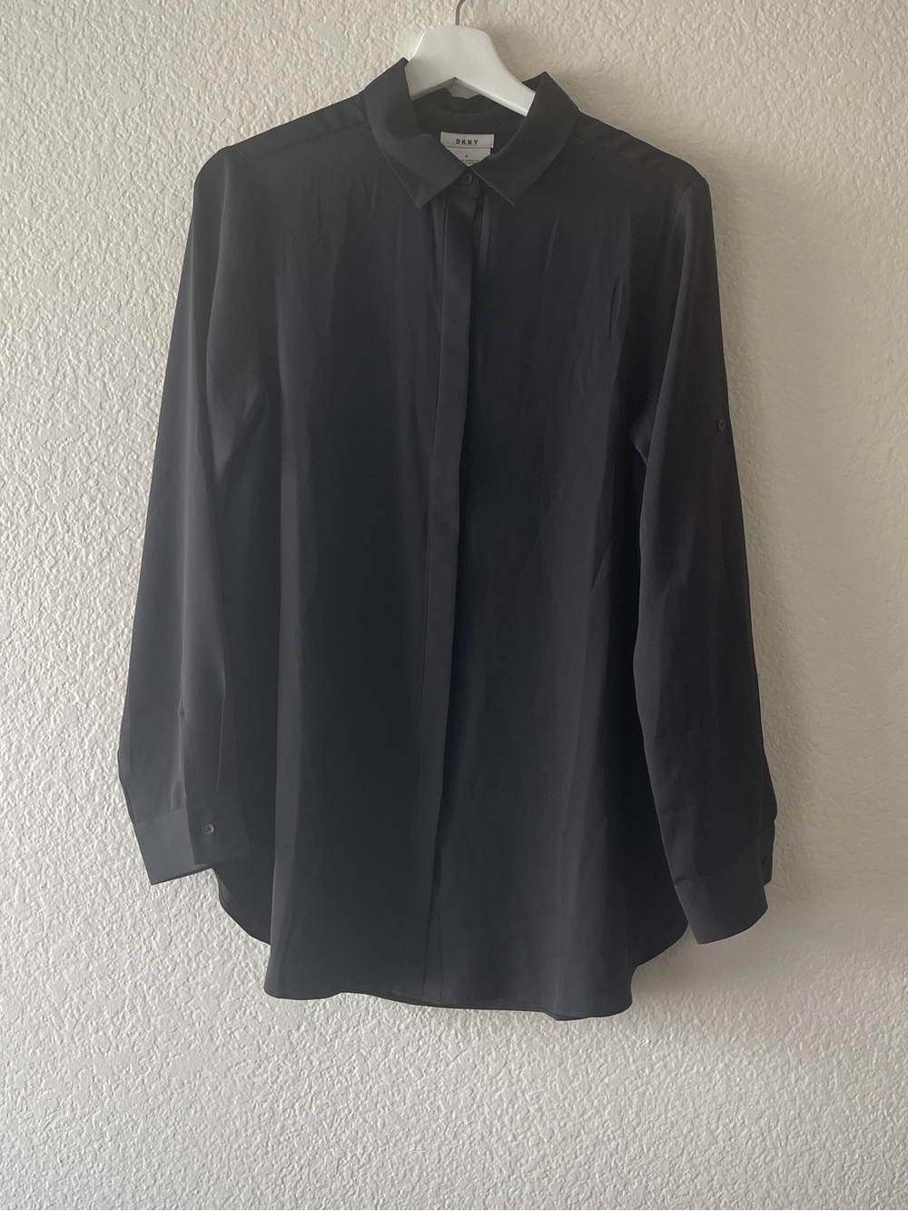 DKNY Black Long-Sleeve Hidden Placket Shirt